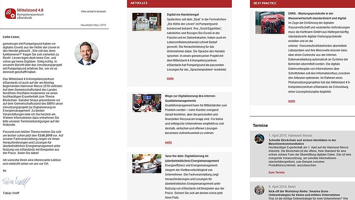 Der kostenfreie Newsletter des Mittelstand 4.0-Kompetenzzentrum eStandards