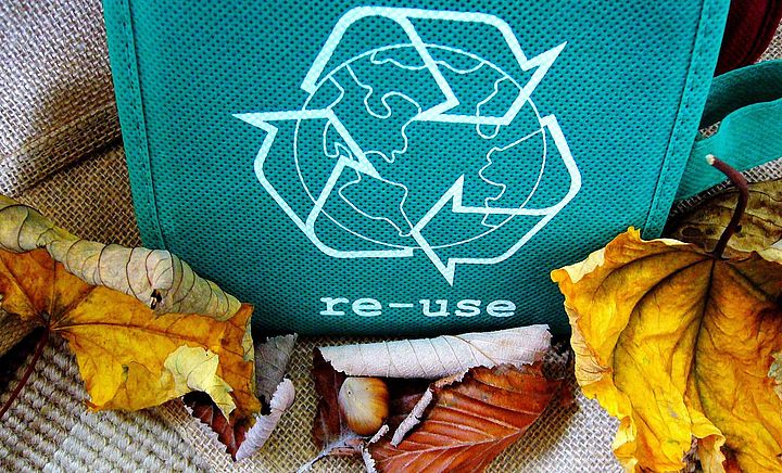 Symobolbild für die Kreislaufwirtschaft mit Elementen aus der Natur