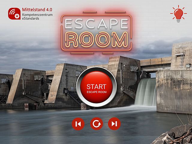 Kompetenzzentrum estandards Escape Room Startschirm