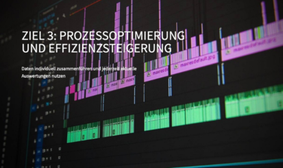 Ein kurzer Text über dem Bild einer farbigen Grafik auf einem PC-Monitor