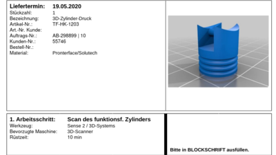 Eine Auftragsbegleitkarte in einem ERP-System
