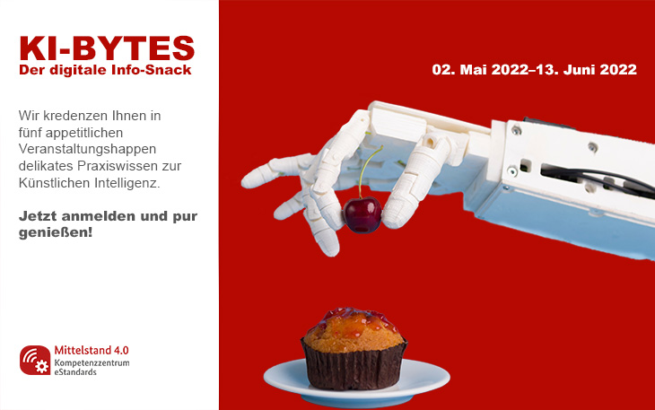Veranstaltung KI-Bytes Roboterarm platziert Kirsche auf Muffin